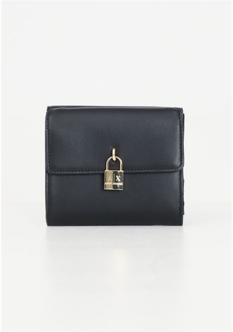 Black women's wallet with logo and padlock ARMANI EXCHANGE | 9485304F77900020
